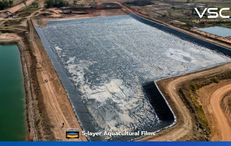 บ่อเก็บน้ำขนาดใหญ่พิเศษสำหรับงานเหมืองแร่ จ.โคราช โดยใช้ HDPE Geomembrane ความหนา 1.50 มิลลิเมตร